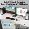 4K@144Hz KVM Switch 2 Monitors 2 Computers 8K@60Hz, MLEEDA HDMI and Displayport Dual Monitor KVM Switch with 4 USB 3.0 Port for Keyboard Mouse Printer, with Wired Remote, Power Adapter and USB Cables view 2