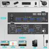4K@144Hz KVM Switch 2 Monitors 2 Computers 8K@60Hz, MLEEDA HDMI and Displayport Dual Monitor KVM Switch with 4 USB 3.0 Port for Keyboard Mouse Printer, with Wired Remote, Power Adapter and USB Cables view 4