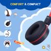 Cowyawn USB Type C Kids Headphones for School, Wired Toddler Headphones, 94dB Volume Limited, HD Stereo Sound, Foldable Lightweight On-Ear Wired Headphones for Kids/Children/Teens/Boys (Red Black) view 4