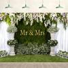 15x10ft Wedding Backdrop Mr and Mrs Greenery Grass White Curtain Flowers Bridal Background Wedding Party Supplies Engagement Wall Banner Adult Portrait Decoration Photography Photo Studio Props view 1