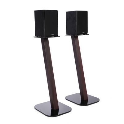 EXIMUS One Pair Fixed Height Universal Speaker Floor Stands - Espresso - 610 Series