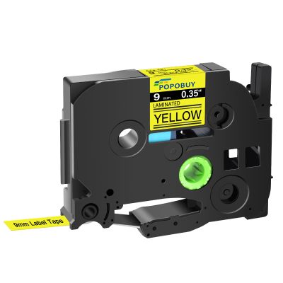 POPOBUY TZ TZe 9mm 0.35 inch Laminated Yellow Tape Compatible for Brother P Touch TZ621 TZ-621 TZe-621 TZe621 Label Tape for PTD210 D400AD D600 PT-H100 PTH110 PT-1230PC, 100 Pack Black on Yellow