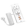 30W Drawer Outlet, Furniture Recessed Power Strip with 4 USB Ports & 2 AC Outlets, Recessed Outlet for Conference Rooms, Office Tables, Furniture, 5FT Spring Cord (ETL Listed) view 1