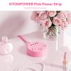 NTONPOWER Pink Extension Cord 5 ft, 1080 Joules Surge Protector Power Strip + NTONPOWER Pink Extension Cord 10 ft, Flat Plug Power Strip with 2 USB-C & 2 USB-A view 3