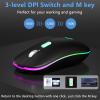 2.4G Rechargeable Wireless Mouse, 7 Color Breathing Lights Computer Mouse (Black-Black Nose) Bundle with Stylus Pen for iPad, Apple Pencil for iPad 2018-2023 with Palm Rejection (Sky Grey) view 3