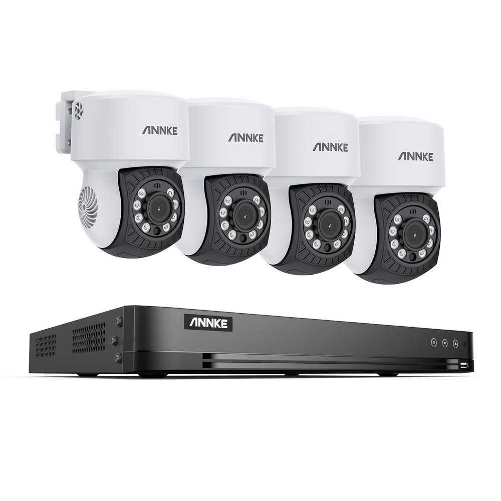 ANNKE 32 Channel H.265+ AI 3K Lite DVR Recorder with NO Hard Drive, 4X 2mp AHD Add-on PT Cameras with with 350 pan and 90 tilt, AI Human/Vehicle Detection for Home/Business Surveillance