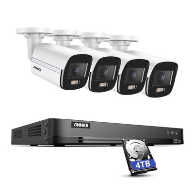 ANNKE 32 Channel H.265+ AI 3K Lite DVR Recorder with 4TB Hard Drive, 4X 3K Add-on Bullet Cameras with Full Color Night Vision, Built-in Mic, AI Human/Vehicle Detection for Home/Business Surveillance