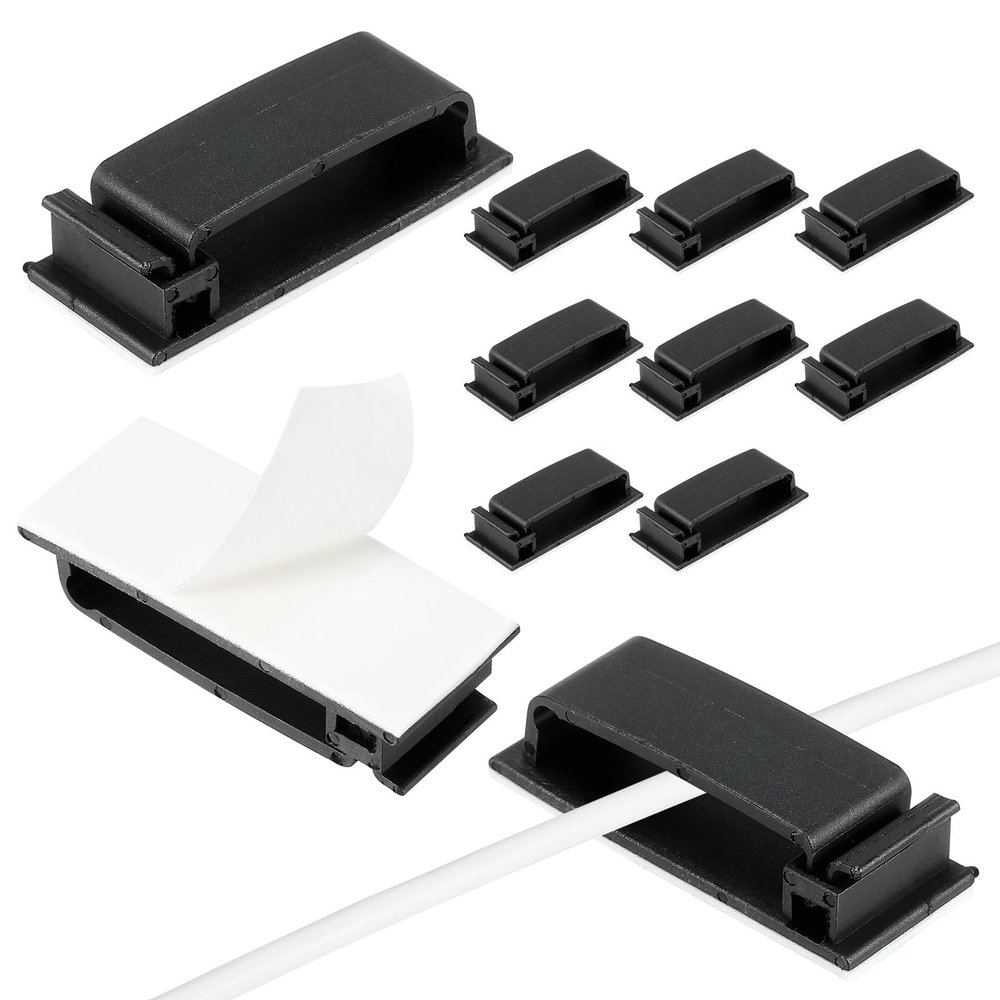 PATIKIL 6MM Self Adhesive Cable Clips, 20 Pcs Cable Management Clips Wall Wire Holder Cord Organizer for Wall Office Home Under Desk, Black