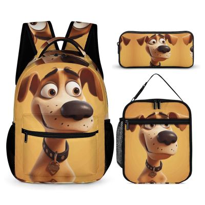 KLWQR Cartoon Dog Backpack for Women Men Lightweight Waterproof Backpack Set With Lunch Box Pencil Case Travel Laptop Backpack Casual Daypacks