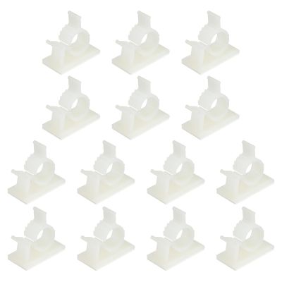 PATIKIL 13-16MM Adhesive Nylon Cable Clamps, 14 Pcs Cable Management Clips Wall Wire Holder Cord Organizer Adjustable for Wall Office Home Under Desk, White