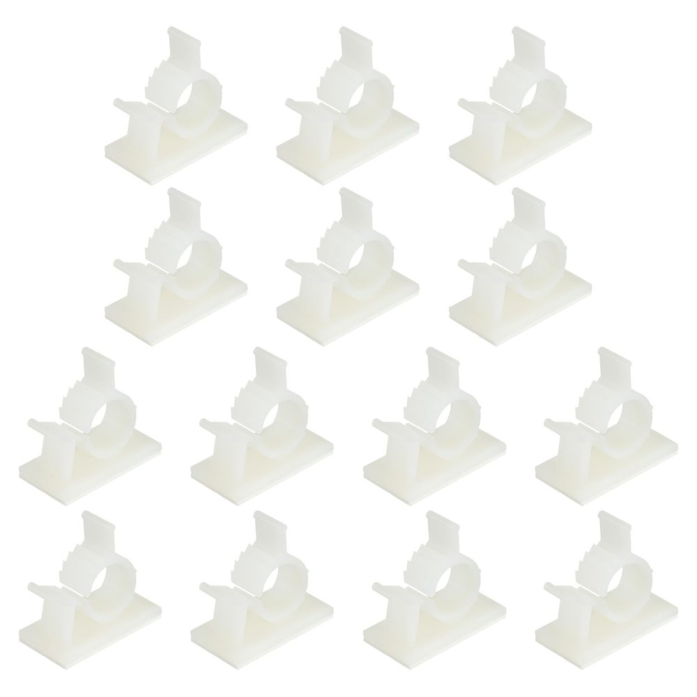PATIKIL 13-16MM Adhesive Nylon Cable Clamps, 14 Pcs Cable Management Clips Wall Wire Holder Cord Organizer Adjustable for Wall Office Home Under Desk, White