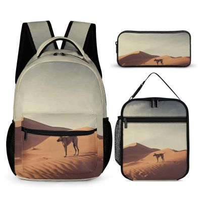 KLWQR Large Desert Backpack for Women Men Lightweight Waterproof Backpack Set With Lunch Box Pencil Case Travel Laptop Backpack Casual Daypacks