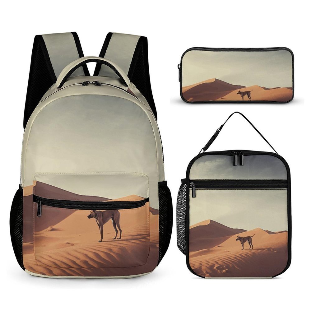 KLWQR Large Desert Backpack for Women Men Lightweight Waterproof Backpack Set With Lunch Box Pencil Case Travel Laptop Backpack Casual Daypacks
