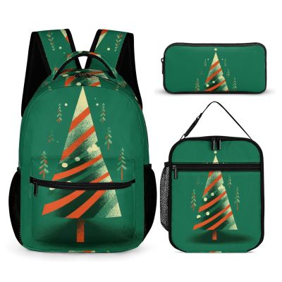KLWQR Christmas Tree Shape Backpack for Women Men Lightweight Waterproof Backpack Set With Lunch Box Pencil Case Travel Laptop Backpack Casual Daypacks