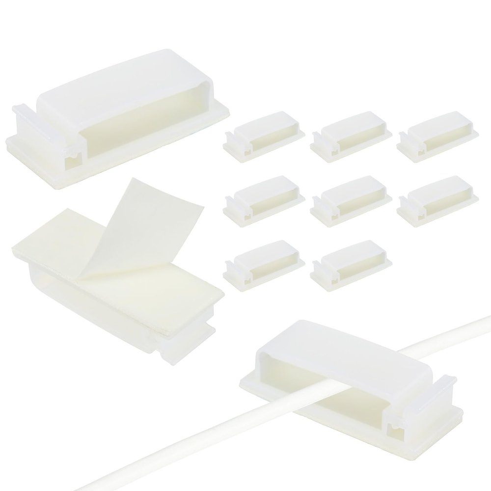PATIKIL 6MM Self Adhesive Cable Clips, 50 Pcs Cable Management Clips Wall Wire Holder Cord Organizer for Wall Office Home Under Desk, White