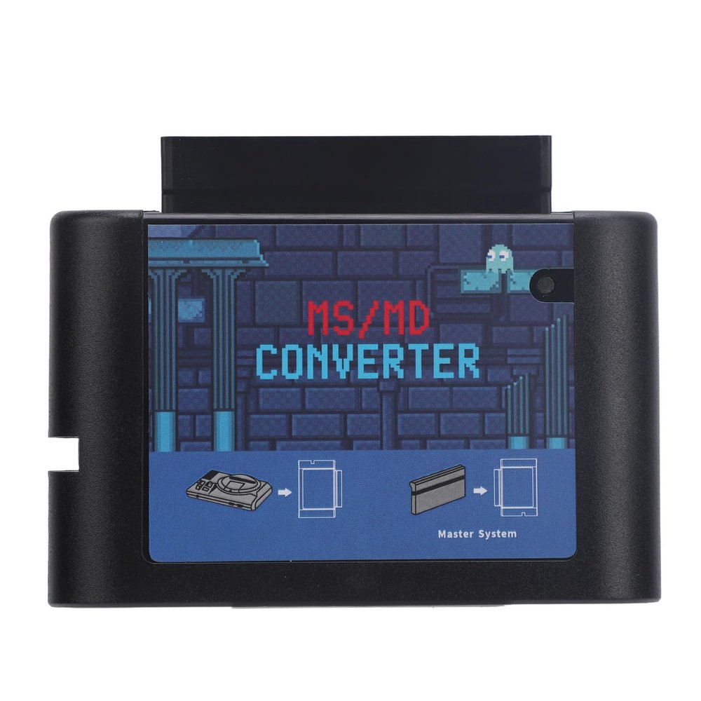 MS to MD Game Card Converter MS to MD Converter Game Video Cassette Converter for 5 3 2 for Drive (Black Clear)