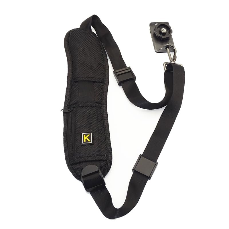HuaerHui Camera Neck Strap Quick Release Adjustable Camera Shoulder Sling Strap Safety Tether for DSLR SLR Camera with Zipper Pocket