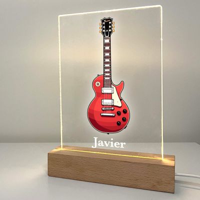 MIRROR MANIA Personalized Electric Guitar Nightlight Music Theme Middle High School Concert Band Club Members Kids Teens Custom Birthday Guitarist Musician Night Light LED Light Up Gift Made in USA