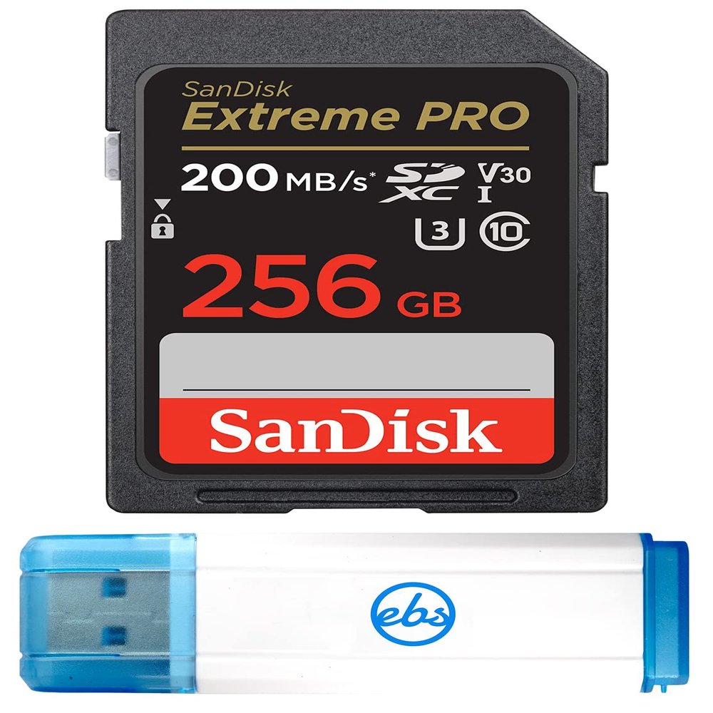 SanDisk 256GB Extreme Pro SD Card SDXC UHS-I Card for Sony Alpha a7C, a6600, a6100, a6400 Camera (SDSDXXD-256G-GN4IN) Video Class 10 Bundle with 1 Everything But Stromboli 3.0 Micro & SD Card Reader