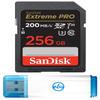 SanDisk 256GB Extreme Pro SD Card SDXC UHS-I Card for Sony Alpha a7C, a6600, a6100, a6400 Camera (SDSDXXD-256G-GN4IN) Video Class 10 Bundle with 1 Everything But Stromboli 3.0 Micro & SD Card Reader view 1