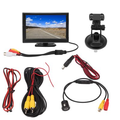 Brilluxa Backup Camera Monitor, 5-Inch Dual Input Waterproof Display, Rearview Monitor for Car SUV Van Truck, 12V 24V Camera System Kit, Compatible with Round Camera
