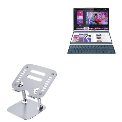 BoxWave Stand and Mount Compatible with Lenovo Yoga Book 9i (83FF) - Executive VersaView Laptop Stand, Ergonomic Adjustable Viewing Angle Metallic Riser - Metallic Silver