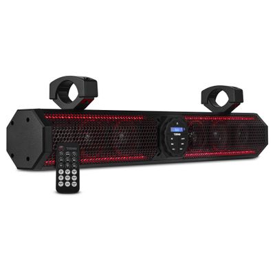 DS18 SB26BTXRGB 26" Marine Amplified Soundbar with Bluetooth USB & RGB Lighting, 6 Speakers, 600W Max, Rotating Control Panel, Great for Powersports, SXS, Golf Cart, ATV/UTV Sound bar 26 Inches