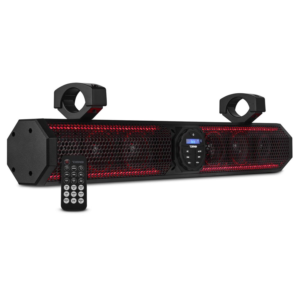 DS18 SB26BTXRGB 26" Marine Amplified Soundbar with Bluetooth USB & RGB Lighting, 6 Speakers, 600W Max, Rotating Control Panel, Great for Powersports, SXS, Golf Cart, ATV/UTV Sound bar 26 Inches
