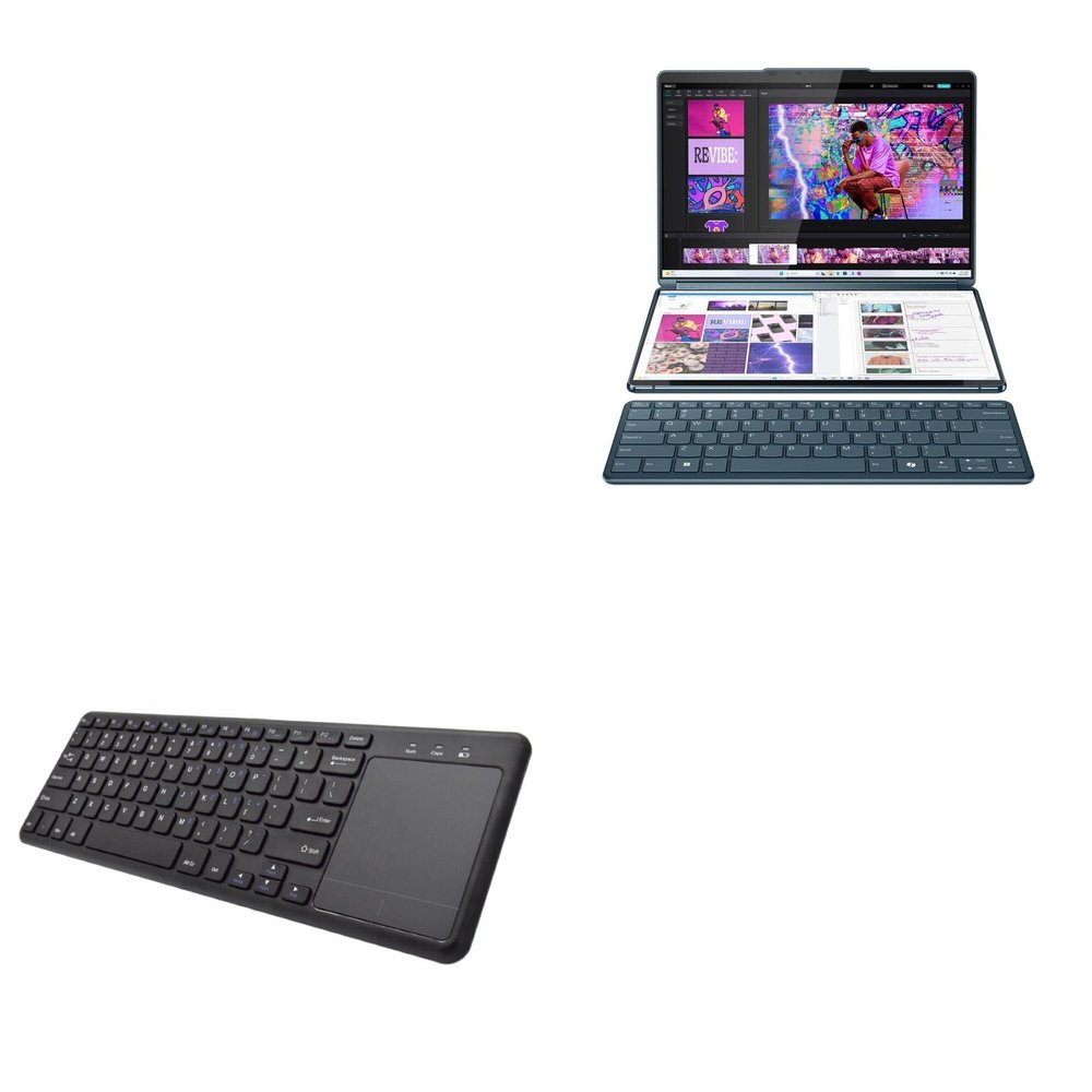 BoxWave Keyboard Compatible with Lenovo Yoga Book 9i (83FF) - MediaOne Keyboard with TouchPad, USB Fullsize PC Wireless TrackPad - Jet Black
