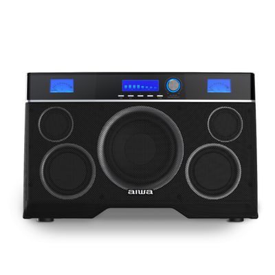 Aiwa Exos-10 Portable Bluetooth Speaker, 200W RMS Power, 6.5 Subwoofer, Deep Bass, Party Sync, Backlit Display, FM/BT/USB/AUX, Remote Control, Carry Strap, Bluetooth V5.0