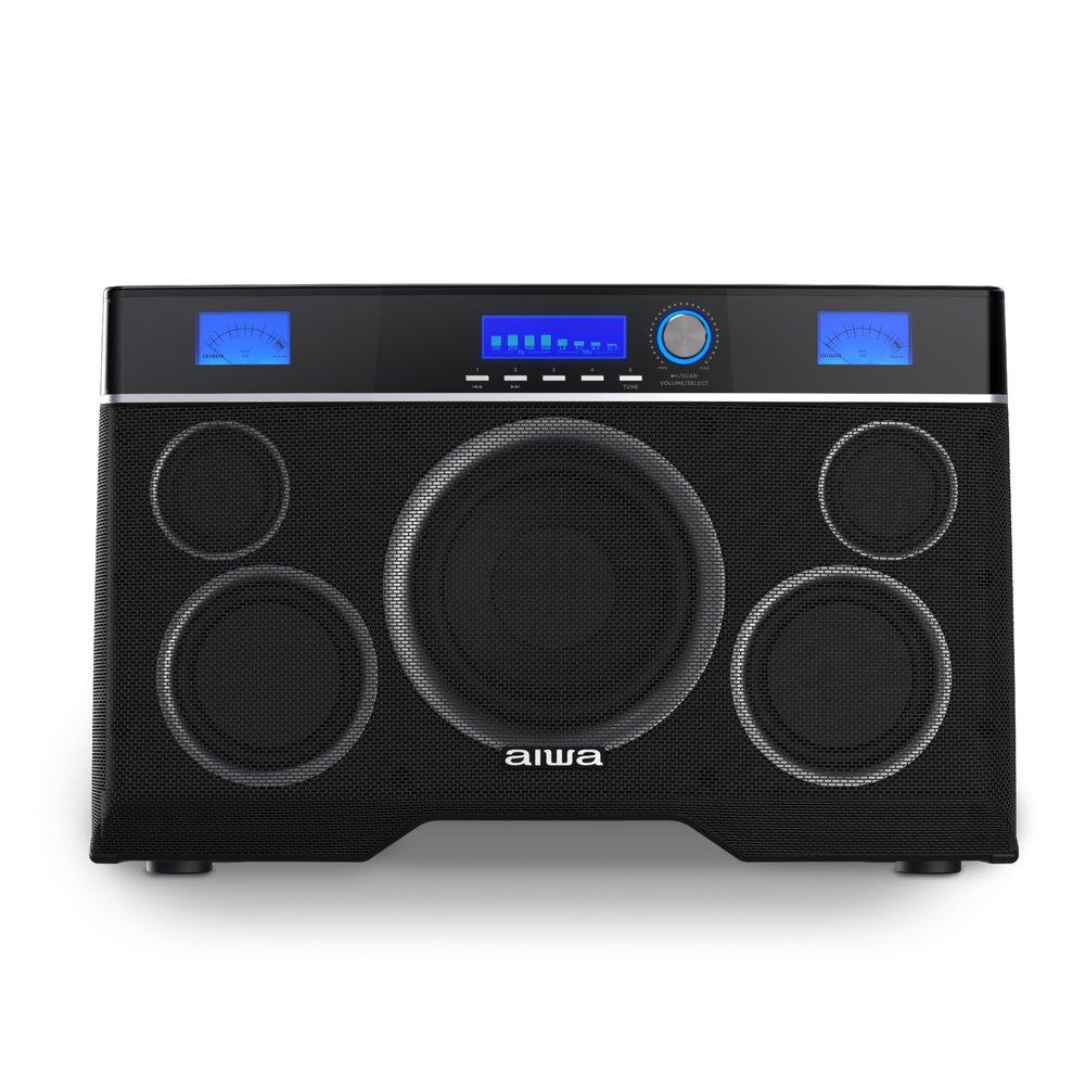 Aiwa Exos-10 Portable Bluetooth Speaker, 200W RMS Power, 6.5 Subwoofer, Deep Bass, Party Sync, Backlit Display, FM/BT/USB/AUX, Remote Control, Carry Strap, Bluetooth V5.0