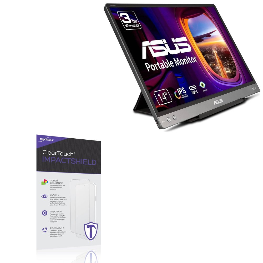 BoxWave Screen Protector Compatible With ASUS ZenScreen Ink (14 in) - ClearTouch ImpactShield (2-Pack), Impenetrable Screen Protector Flexible Film