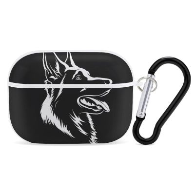 Black German Shepherd Earbud Case Cover Compatible with AirPods Pro Headphone Case Protective Case with Keychain White-Style