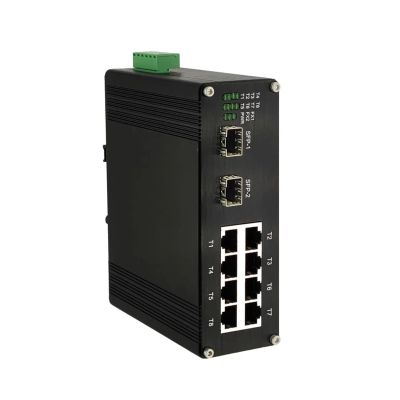 BAISULI Industrial Din Rail Switch Gigabit Ethernet Industrial 8 Port Ethernet Switch with 2 SFP Unmanaged DIN Rail Mount 8-Port 10/100/1000Mbps Gigabit Fiber Switch Aluminium Case(Non-PoE Type)