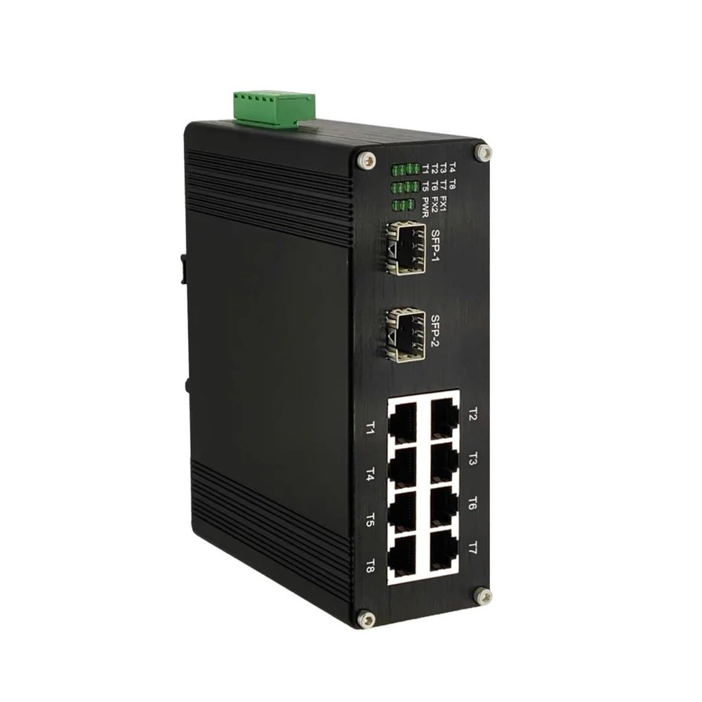 BAISULI Industrial Din Rail Switch Gigabit Ethernet Industrial 8 Port Ethernet Switch with 2 SFP Unmanaged DIN Rail Mount 8-Port 10/100/1000Mbps Gigabit Fiber Switch Aluminium Case(Non-PoE Type)