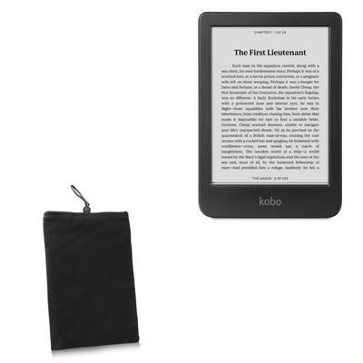 BoxWave Case Compatible with Kobo Clara BW - Velvet Pouch, Soft Velour Fabric Bag Sleeve with Drawstring - Jet Black