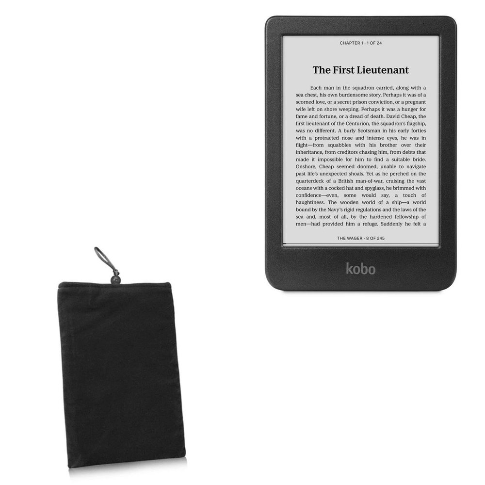 BoxWave Case Compatible with Kobo Clara BW - Velvet Pouch, Soft Velour Fabric Bag Sleeve with Drawstring - Jet Black
