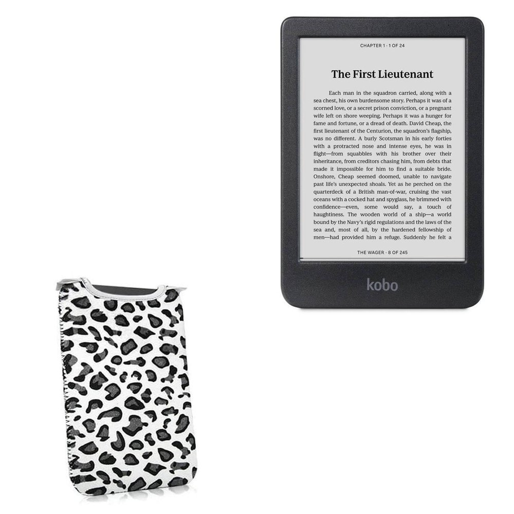 BoxWave Case Compatible with Kobo Clara BW - Snow Leopard Plush SlipSuit, Animal Leopard Print Padded Soft Sleeve