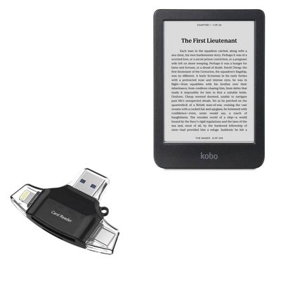 BoxWave Smart Gadget Compatible with Kobo Clara BW - AllReader SD Card Reader, microSD Card Reader SD Compact USB - Jet Black