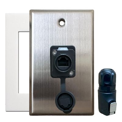DIYTECH Outdoor Ethernet Wall Plate, Outdoor Ethernet Box, IP67 Ethernet Jack, RJ45 Pass Through Connector, Waterproof Cable Pass Through (1 Port)