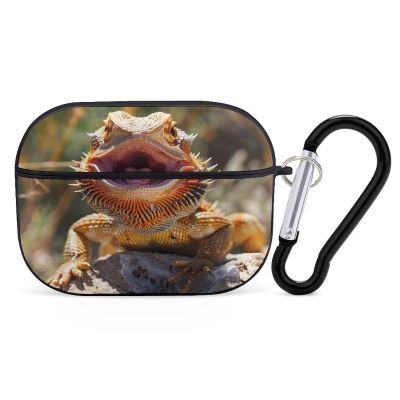 Cool Bearded Dragon Lizards Earbud Case Cover Compatible with AirPods Pro Headphone Case Protective Case with Keychain Black-Style