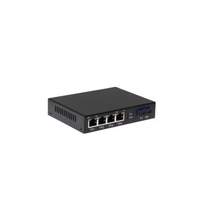BAISULI Industrial Din Rail Switch Gigabit Ethernet Screen Fiber Converter with 1x10G SC Fiber Port + 4 x 10/100/1000M Ethernet RJ45 Ports