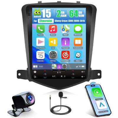 2+64G Android Car Stereo for Chevrolet Chevy Cruze 2009-2015 Wireless Apple CarPlay,9.7 inch Touch Screen Radio Android Auto WiFi Bluetooth GPS FM RDS+Free AHD Backup Cam