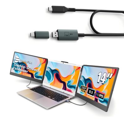 domyfan 14" Laptop Screen Extender with HUB/USB/HDMI Plug and Play for Windows, MacOS M1 M2 M3