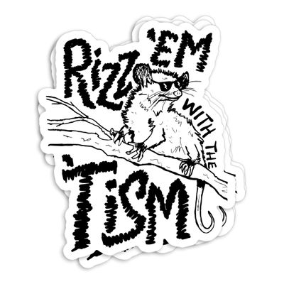 (3Pcs-3") Rizz Em with The Tism Stickers, Funny Meme Possum Opossum Cowboy Frog Waterproof Vinyl Sticker Decal for Laptop, Tumbler, Water Bottle, Kindle, Hard Hat Decals Gifts 3 Inches