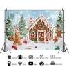 Renaiss 10x8ft Christmas Gingerbread House Backdrop Winter Candy House Snowflakes Xmas Tree Gift Xmas Scene Photography Background for Holiday Family Adults Kids Decor Photo Booth Props view 3
