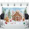 Renaiss 10x8ft Christmas Gingerbread House Backdrop Winter Candy House Snowflakes Xmas Tree Gift Xmas Scene Photography Background for Holiday Family Adults Kids Decor Photo Booth Props view 4