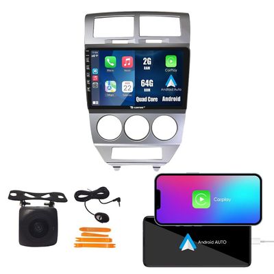 2G+64G Car CarPlay Android Auto Navigation Stereo GPS Radio Reverse Camera Display 10" IPS Touchscreen Headunit Tablet Pad Media Player for Dodge Caliber 2007-2009, if Applicable Quad Core