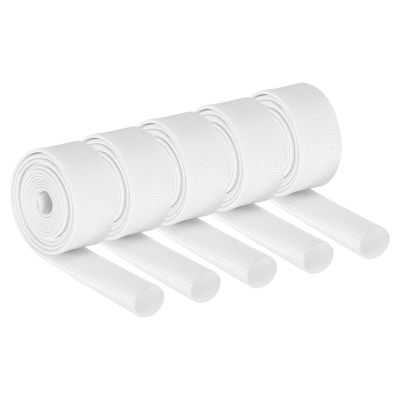 MECCANIXITY 5Pcs Insulation Braided Cable Sleeve,3.3Ft-916 Inch ID White, High Temp Silicone Coated Fiberglass Sleeving for Cable Wrap, Automotive Hose Lines Electrical Wiring Protection