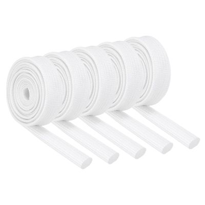 MECCANIXITY 5Pcs Insulation Braided Cable Sleeve,3.3Ft-9/32 Inch ID White, High Temp Silicone Coated Fiberglass Sleeving for Cable Wrap, Automotive Hose Lines Electrical Wiring Protection